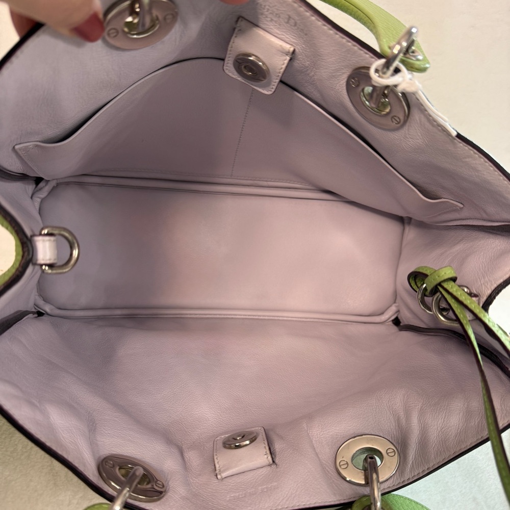 Dior Green Pebbled Leather Medium Issime Shopper Tote with Detachable Pouch - Picture 6 of 10